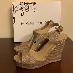 Rampage “Candelas” Gold Platform Wedge Sandal